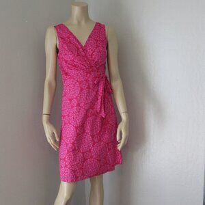Lesley Evers Pink Wrap Floral Pattern XS Sleeveless Dress